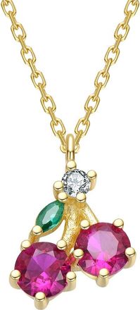 Rachel Glauber 14K Plated Cz Pendant Necklace
