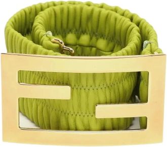 Fendi Pre-owned Brede Leren Riem - Dames - Vintage Accessoires - Groen - ONE Size - Leer - Vintage