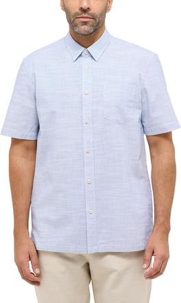 Mustang Kurzarmhemd MUSTANG Herren Style Darien, Herren, Gr. XL, US-Gr&ouml;ssen, blau (blau 5124), Popeline, 100% Baumwolle, meliert, relaxed fit, Hemden Kurzarmh