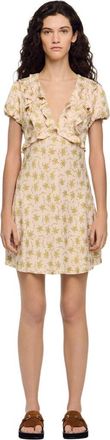 Sandro Floral print short dress in Light Pink at Nordstrom, Size 42 Eu