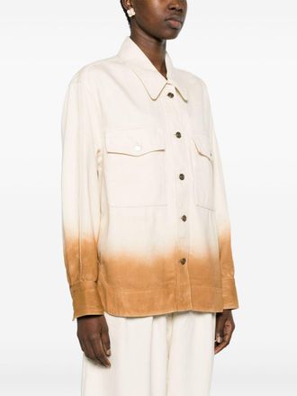 Alanui Womens Bright Hues Denim Overshirt - Ivory Cotton - Size Medium