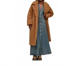 UGG Gertrude Long Teddy Coat In Chestnut