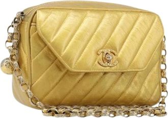 Chanel Pre-owned Vintage Crossbody Bag - Dames - Vintage Schoudertas - Geel - ONE Size - Leer - Vintage