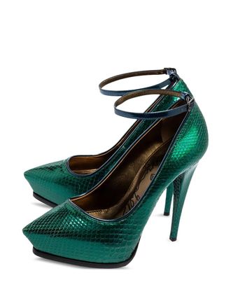 Lanvin 130 mm leren pumps met enkelbandje - Groen