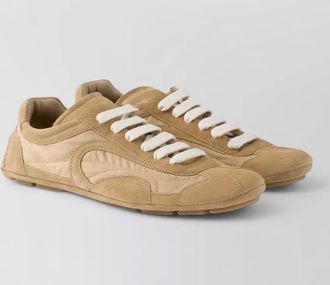Prada montecarlo sneakers round toe suede panels