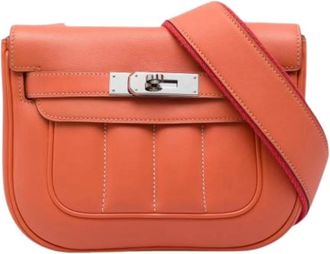 Herm&egrave;s Pre-owned Berline Crossbody Bag - Dames - Pre-owned - Oranje - Maat: ONE Size Leer