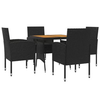 vidaXL Juego De Comedor De Jard&iacute;n 5 Piezas Rat&aacute;n Sint&eacute;tico Negro Vidaxl