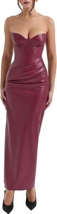 House of CB Juliana Corset Faux Leather Gown in Cabernet at Nordstrom, Size X-Large A