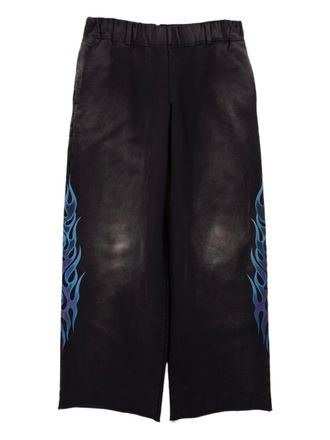 Bows & Arrows flame-print distressed trousers - Black
