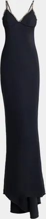 Stella McCartney Embellished V-Neck Trumpet Gown