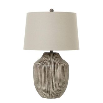 Hill Interiors Carved Textured Table Lamp (UK Plug) in Brown