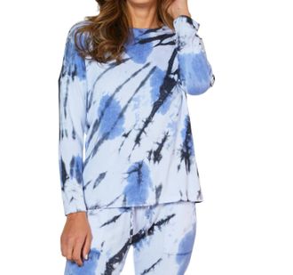 French Kyss Marble Wash Long Sleeve Scoop Neck Tee In Peri