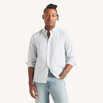 Nautica Mens Classic Fit Wrinkle-Resistant Striped Shirt