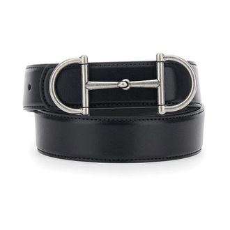Gucci Reversible Riem Horsebit - Heren - Riemen - Zwart - 85 CM - Leer - Accessoires