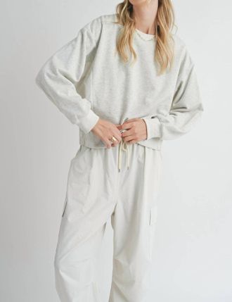 Sadie & Sage Vita Crewneck W Nylon Panels In Heather Grey