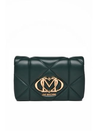 Love Moschino Quilted Green Crossbody Bag With Gold Chain Shoulder Strap