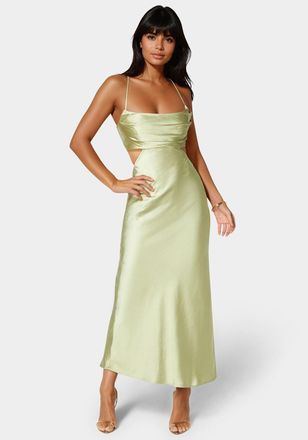 Bebe Womens Open Back Cut Out Midi Slip Dress