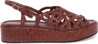 Pons Quintana Forli Plateau Sandaal - Dames - Sleehakken - Bruin - 40 EU - Leer - Schoenen