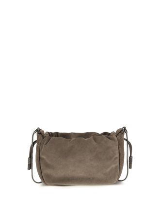 Brunello Cucinelli Womens Shoulder Bag Suede Taiga Calf Leather