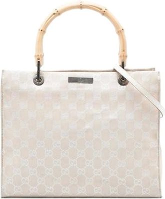 Gucci Pre-owned Handbags, female, Beige, Size: ONE SIZE Pre-owned Vintage Canvas Handbag