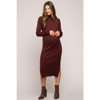Pinkblush Long Sleeve Turtleneck Sweater Dress in Brown at Nordstrom, Size Medium