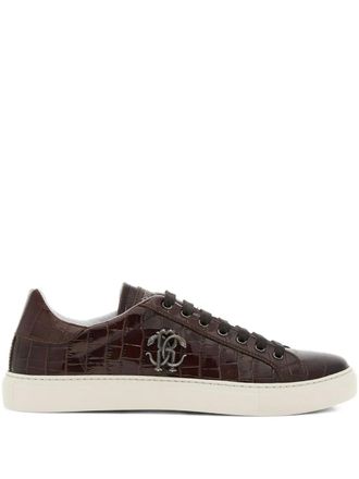 Roberto Cavalli RC Monogram-plaque sneakers - men - Pig Leather/Bos Taurus/Elastodiene - 46 - Brown