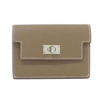 Herm&egrave;s Kelly Etoupe Gray Leather Wallet (Bi-Fold) (Pre-Owned)