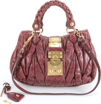 Miu Miu Matelasse Bordeaux Handbag Shoulder Bag Tote Bag (Pre-Owned)