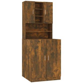 vidaXL Armario De Lavadora Madera Contrachapada Color Roble Ahumado Vidaxl