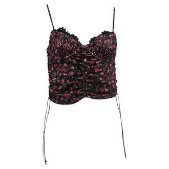 LoveShackFancy For Love and Lemons Floral Melrose Bustier in Black Polyester