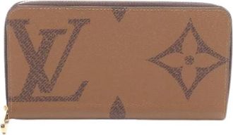 Louis Vuitton Pre-owned Zippy Wallet Monogram Giant Reverse Lange Portemonnee - Dames - Vintage Accessoires - Bruin - ONE Size - Leer - Vintage