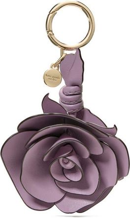 Kate Spade New York charming smooth leather flower key fob in Market Purple at Nordstrom