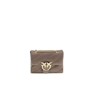 Pinko Cross Body Bags, female, Brown, Size: ONE SIZE Iconic Love Birds Leather Shoulder Bag