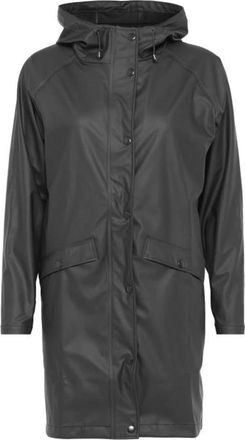 Ichi Zwarte jas met verstelbare capuchon - Dames - Regenjassen - Zwart - XL - Jassen