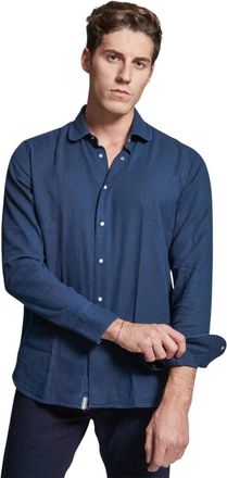 Tintoria Mattei Camicia - Heren - Casual Overhemden - Blauw - 3XL - Overhemden