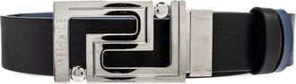 Versace Accessoires, Heren, Zwart, 105 CM, Leer, Greca Leren Omkeerbare Riem 3,5 cm