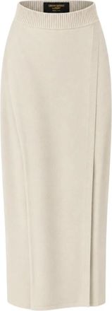 Gran Sasso Midi Rok met Details - Dames - Rokken - Beige - Maat: S Linnen