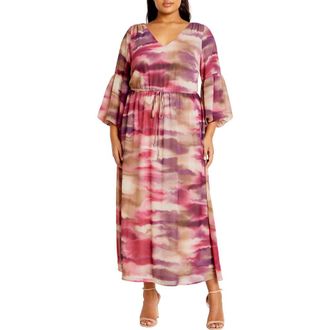 City Chic Romance Balloon Sleeve Maxi Dress in Symphony at Nordstrom Rack, Size L/20W