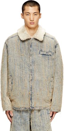 Diesel Jacket in floating-thread jacquard denim - Denim Jackets - Man - Blue