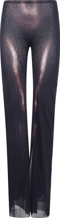 Jean Paul Gaultier Womens Mesh Straight Trouser Printed Body Dust - Black Nylon - Size X-Small