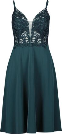 Vera Mont Kleedjes, Dames, Groen, S, Elegante Avondjurk met Borduurwerk