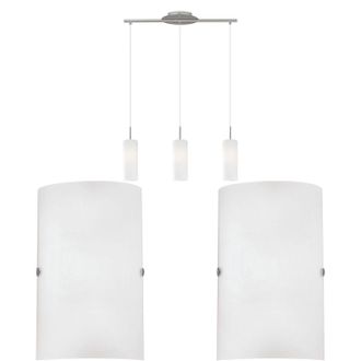 Loops Ceiling Pendant Light & 2x Matching Wall Lights Satin Nickel & Glass Triple Lamp in Metallics