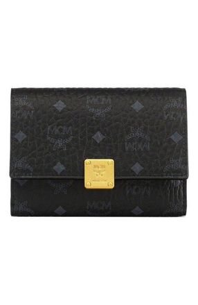 MCM Aren Trifold Wallet in Visetos in Black at Nordstrom