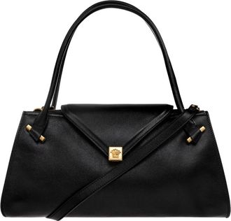 Versace Vitello Medium Leren Tas - Dames - Handtassen - Zwart - ONE Size - Leer - Tassen