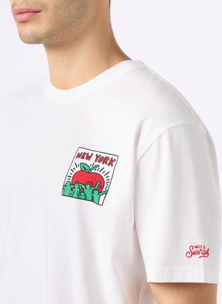 MC2 Saint Barth Man Cotton T-shirt With Keith Haring Design Front And Back Print Keith Haring Special Edition