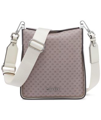 Calvin Klein womens Fay North/South Small Crossbody, Almond/Taupe/Cherub White, One size