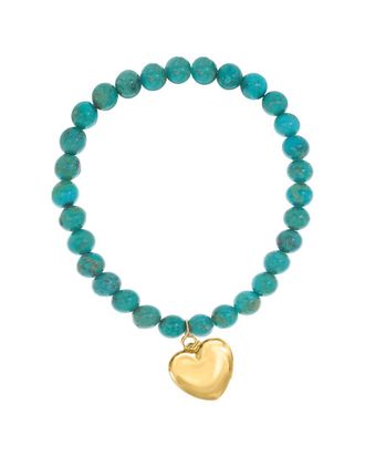 Liv Oliver 18K 46.00 Ct. Tw. Turquoise Heart Charm Bracelet
