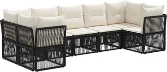 vidaXL Conjunto De Sof&aacute;s De Jard&iacute;n 7 Uds. 7-n&uacute;mero De Plazas Negro Vidaxl