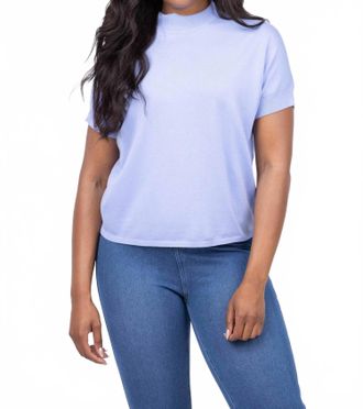 Elliott Lauren Modal Knit Hi Neck Short Sleeve Tee In Iris