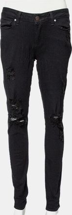 Paige Black Denim Ultra Skinny Distressed Verdugo Jeans